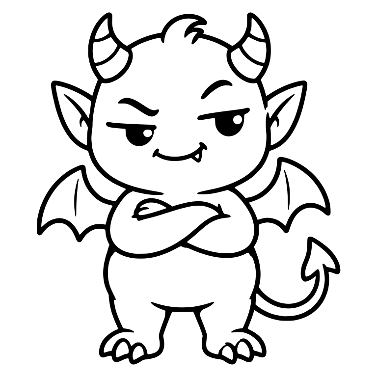 Smirking Horned Demon With Arms Crossed and Wings — free fantasy-creature SVG cut file