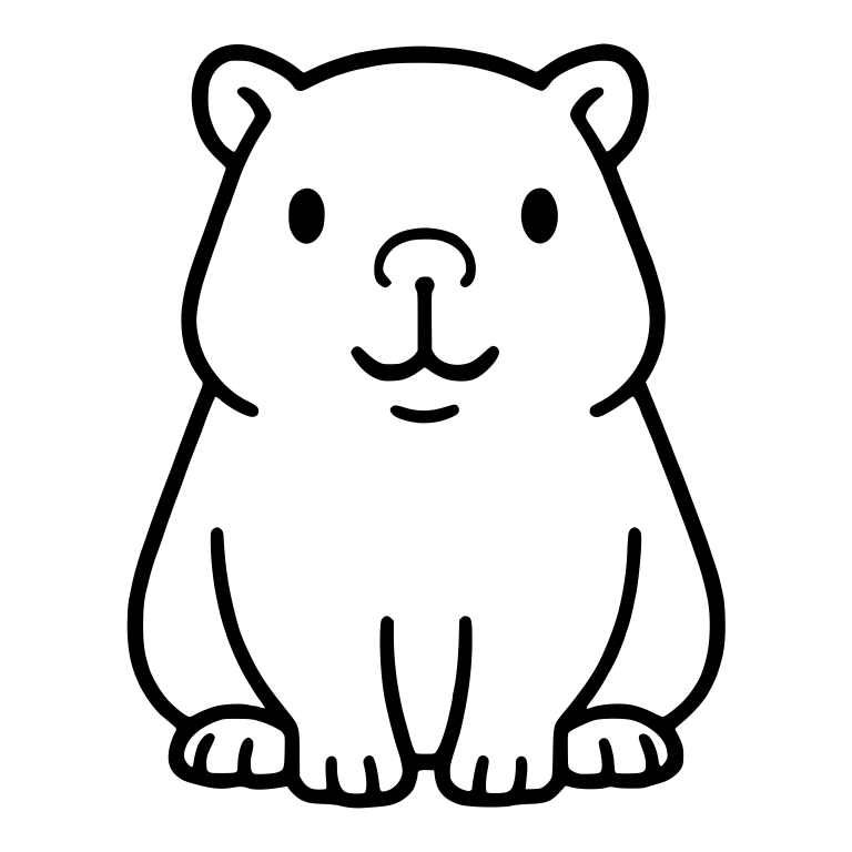 Sitting Capybara Front View with Little Smile — free animal SVG cut file