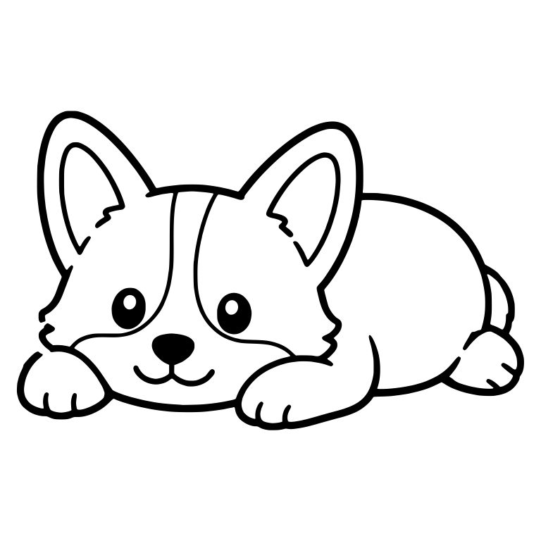 Lying Corgi Resting Chin on Front Paws — free animal SVG cut file