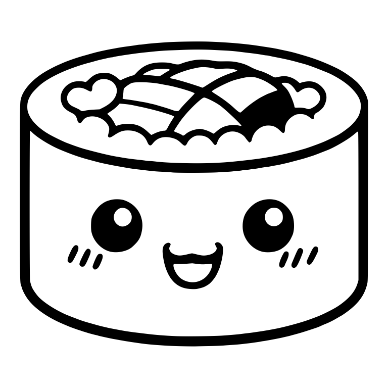 Kawaii Maki Roll With Heart Garnish and Open Smile — free food SVG cut file