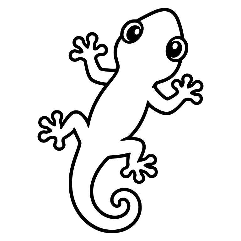 Top View Gecko with Spiral Tail and Raised Hands — free animal SVG cut file