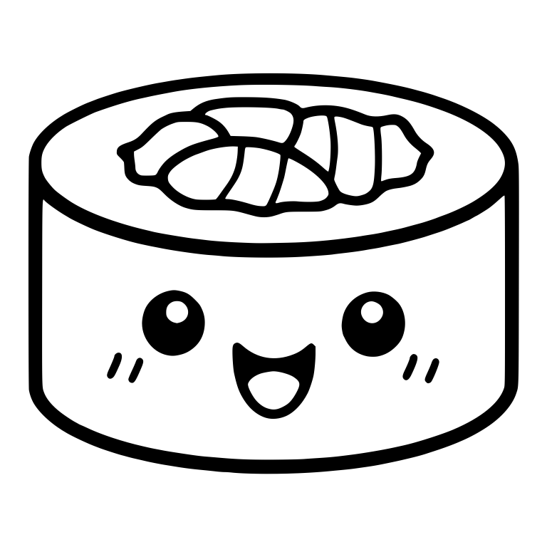 Sushi Roll With Sliced Fish on Top and Open Smile — free food SVG cut file