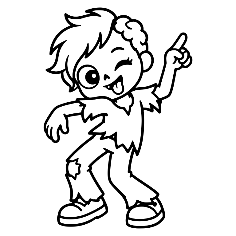 Zombie Boy With Exposed Brain Pointing Up — free fantasy-creature SVG cut file