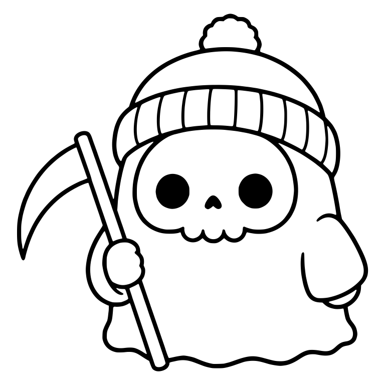 Round Pom-Pom Beanie Reaper With Scythe — free characters SVG cut file