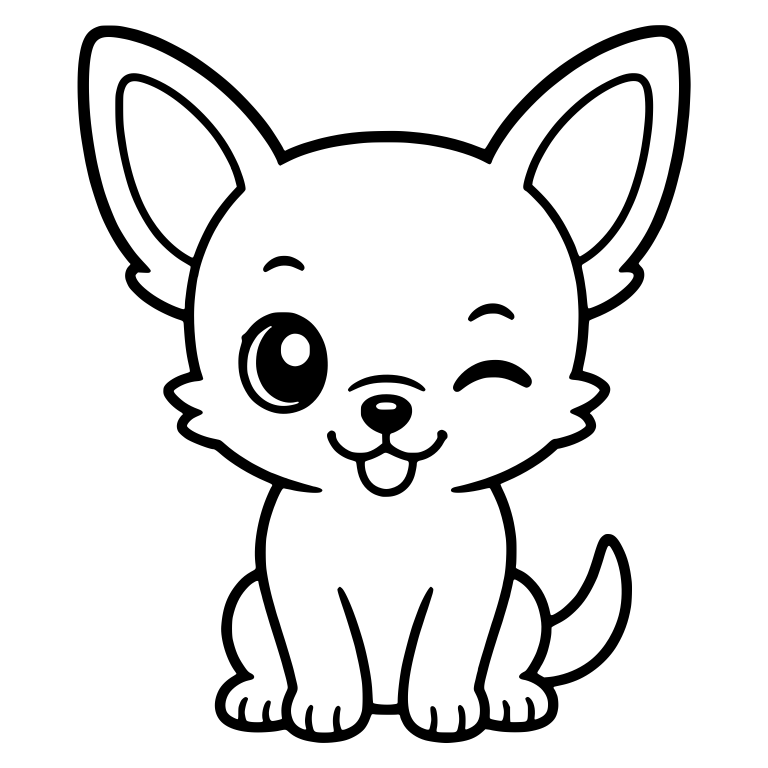 Winking Chihuahua Puppy Sitting With Tongue Out — free animal SVG cut file