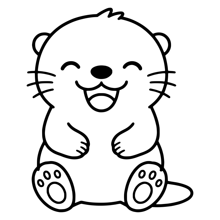 Laughing Kawaii Otter Sitting with Swept Tuft — free animal SVG cut file