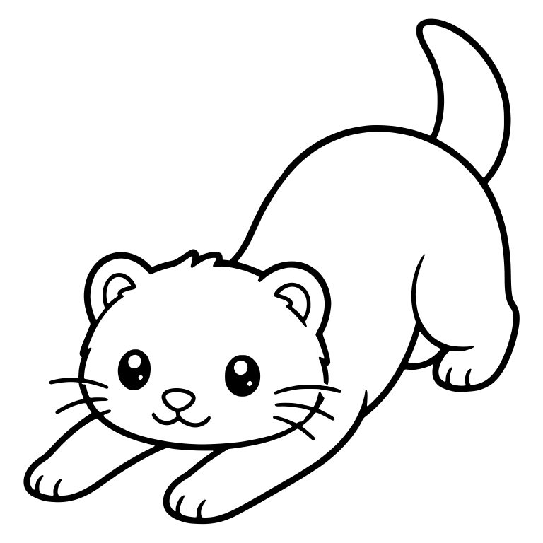 Kawaii Ferret Play Bow With Whiskers And Raised Tail — free animal SVG cut file