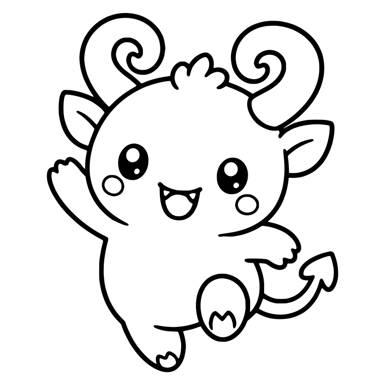 Jumping Curly-Horned Devil With Blushing Cheeks — free fantasy-creature SVG cut file