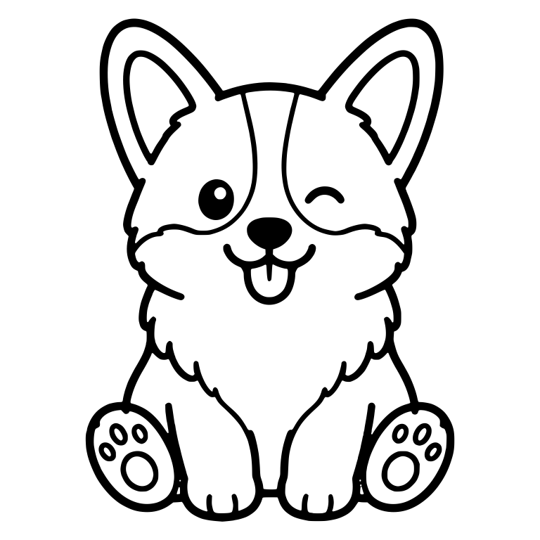 Winking Corgi Puppy Sitting With Toe Bean Feet — free animal SVG cut file