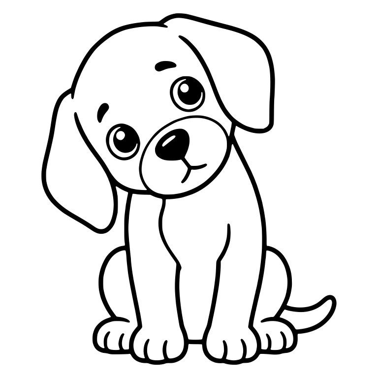 Sitting Beagle Puppy with Head Tilted and Big Eyes — free animal SVG cut file
