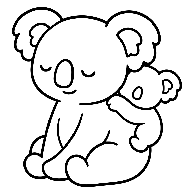 Sleeping Koala Carrying Baby Koala on Its Back — free animal SVG cut file