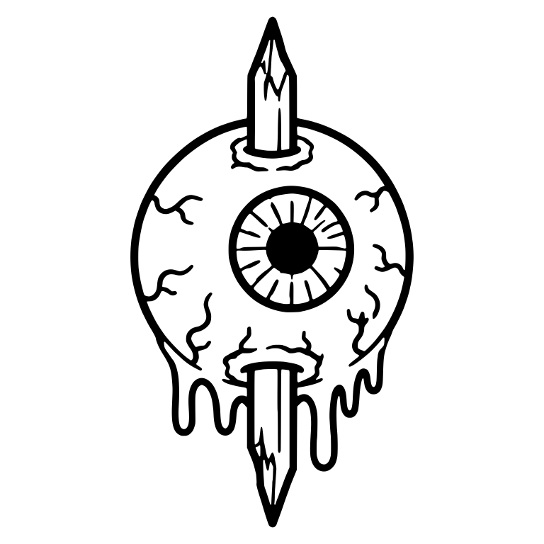 Eyeball Pierced By Vertical Stake Top To Bottom — free symbol SVG cut file