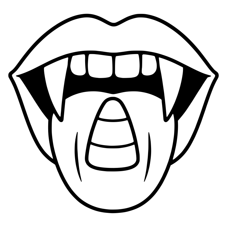 Vampire Mouth with Candy Corn on Tongue, Shaded Mouth — free fantasy-creature SVG cut file