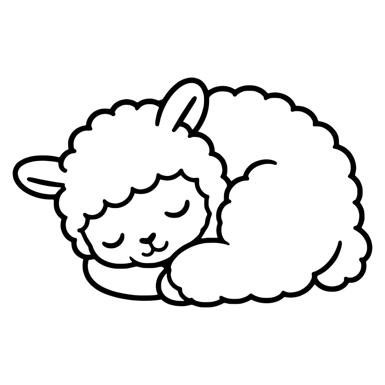 Sleepy Kawaii Llama Curled Up Asleep — free animal SVG cut file