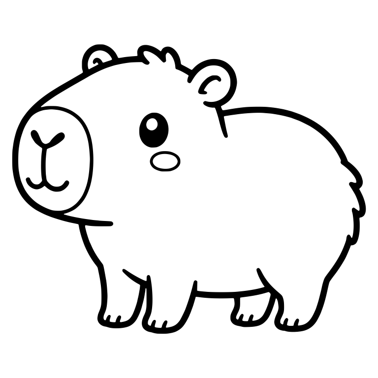 Baby Capybara Standing in Profile with Fluffy Rump — free animal SVG cut file