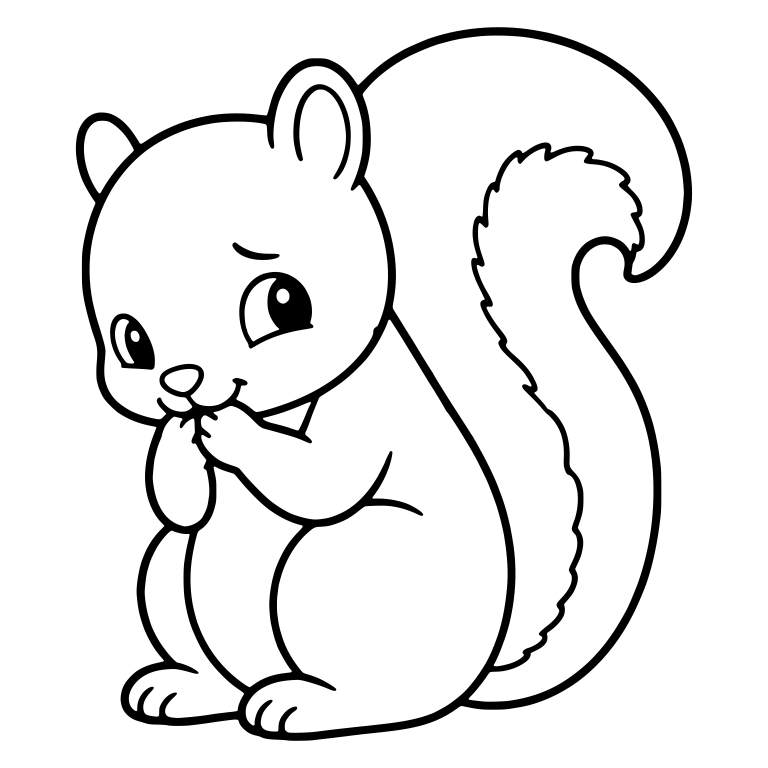 Shy Squirrel Nibbling Paws With Large Curled Tail — free animal SVG cut file