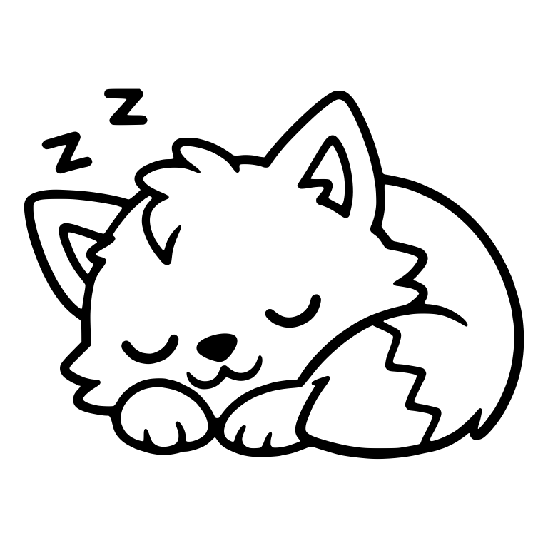 Sleeping Kawaii Wolf Pup With Zigzag Tail and Zzz — free animal SVG cut file