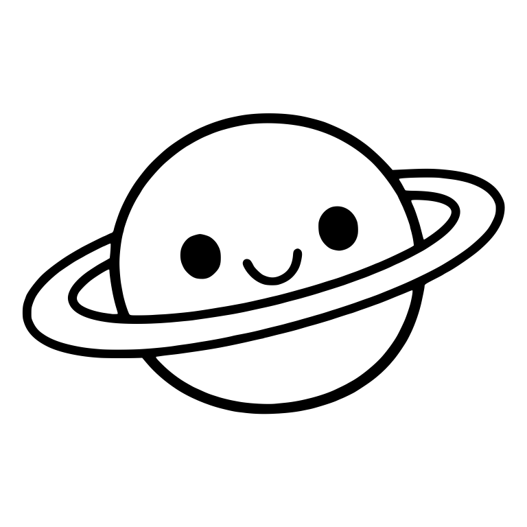 Kawaii Ringed Planet with Smiling Face — free space SVG cut file