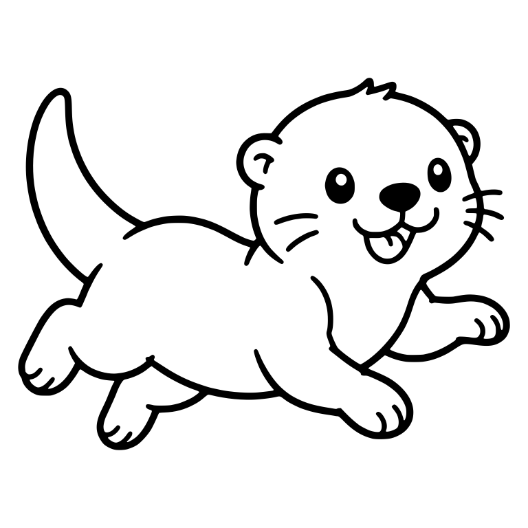 Running Otter With Tongue Out and Long Tail — free animal SVG cut file