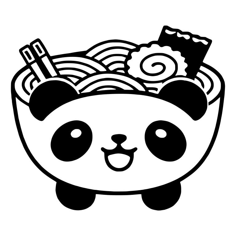 Panda Face Ramen Bowl With Ears and Feet — free food SVG cut file