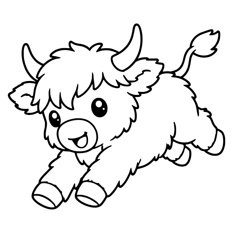 Leaping Highland Calf Reaching Forward with Open Mouth — free animal SVG cut file