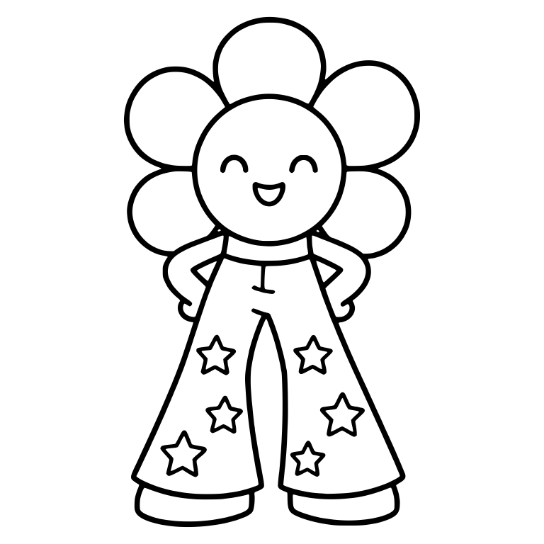 Star Bell Bottoms Flower Character Hands On Hips — free characters SVG cut file