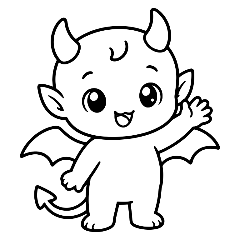 Standing Baby Devil Waving Hello With Wings — free fantasy-creature SVG cut file