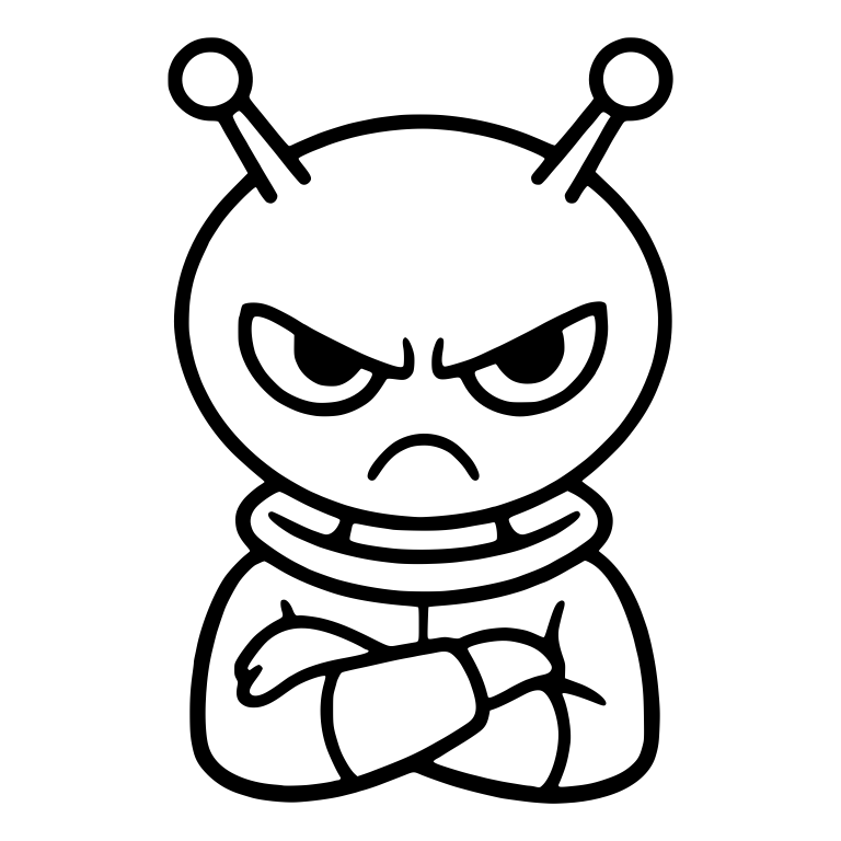 Grumpy Alien With Ball Antennae and Ring Collar — free fantasy-creature SVG cut file