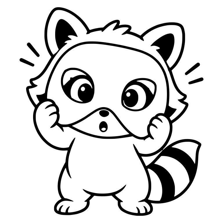 Shocked Raccoon in Plain Mask With Hands on Cheeks — free animal SVG cut file