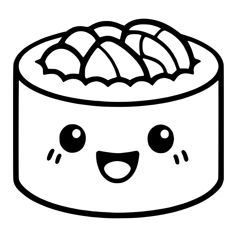 Maki Roll With Spiky Garnish and Sashimi Slice Crown — free food SVG cut file