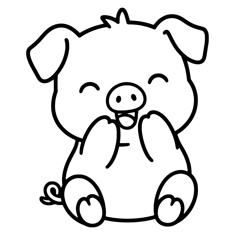 Giggling Piglet Covering Mouth With Both Hands — free animal SVG cut file