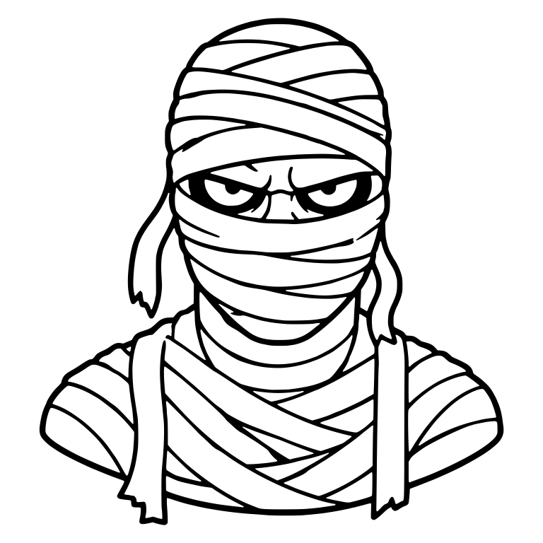 Scowling Mummy Bust With Hanging Strips — free fantasy-creature SVG cut file