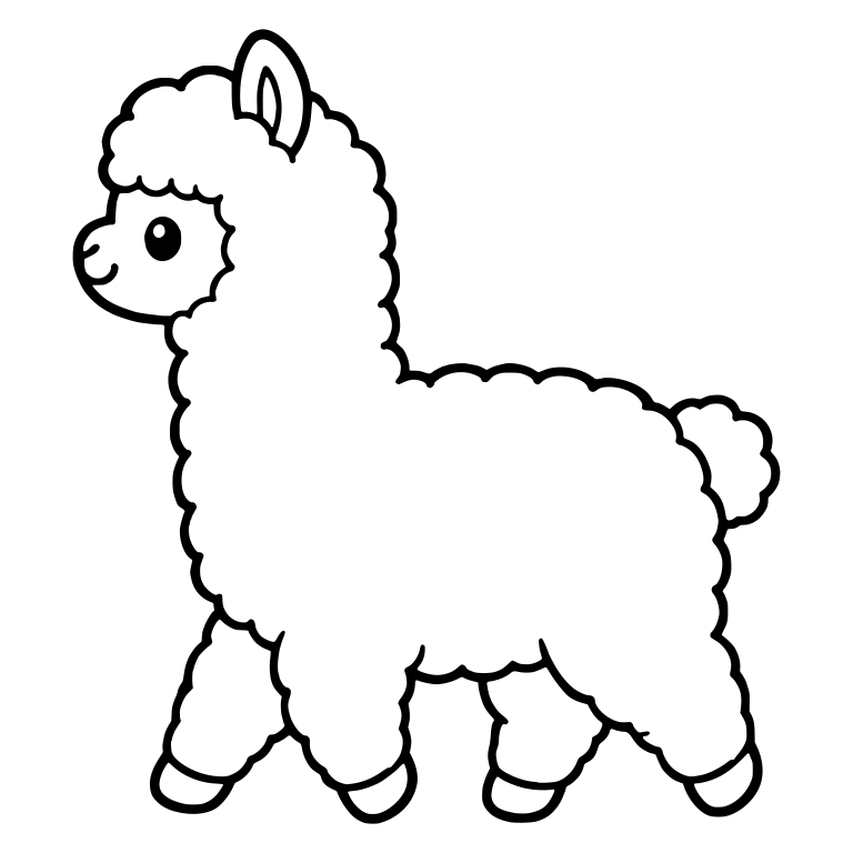 Kawaii Alpaca Trotting Left with Long Neck — free animal SVG cut file