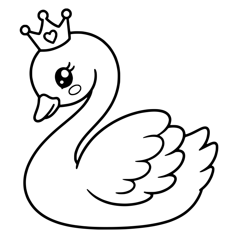 Swan Princess With Heart Crown and Beak Tilted Down — free animal SVG cut file