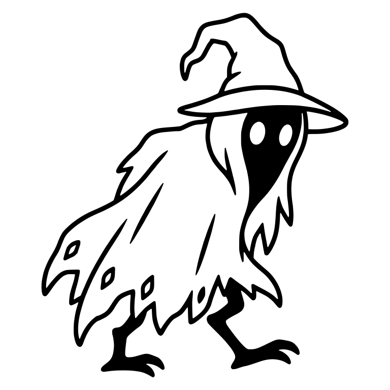 Tattered Cloaked Creature With Bird Legs and Witch Hat — free fantasy-creature SVG cut file