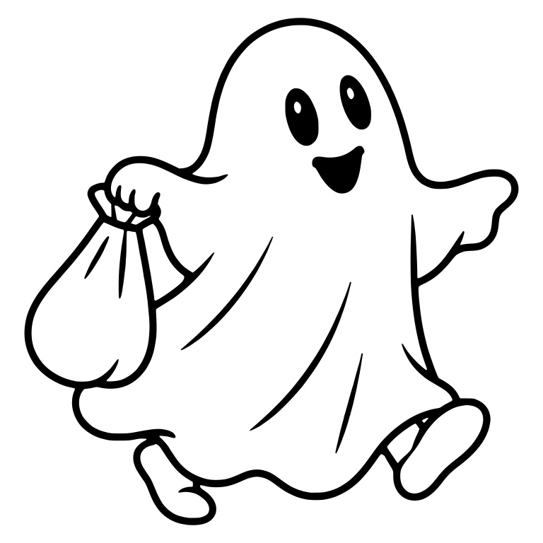 Walking Ghost Carrying Tied Candy Sack — free fantasy-creature SVG cut file