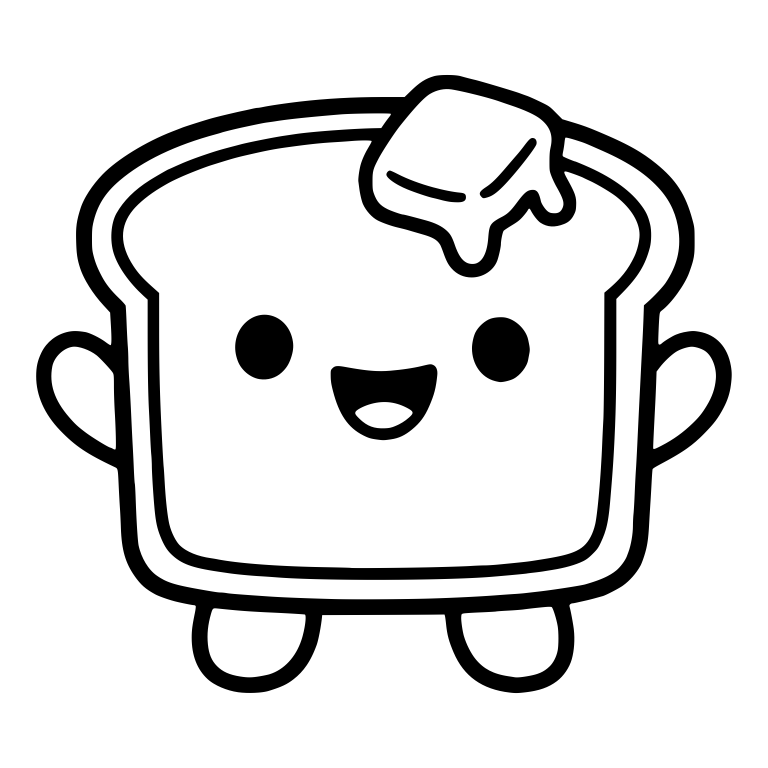 Kawaii Toast With Melting Butter And Tiny Feet — free food SVG cut file