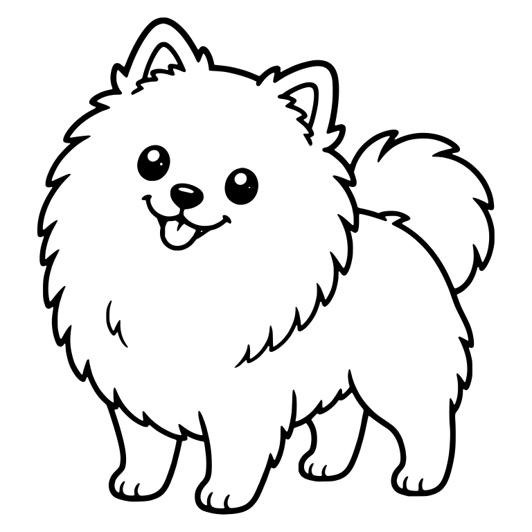 Smiling Pomeranian Standing with Tail Curled Over Back — free animal SVG cut file