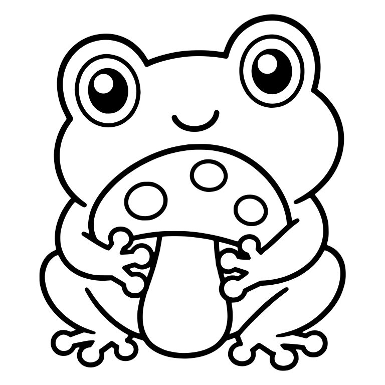 Frog Holding a Big Spotted Mushroom — free animal SVG cut file