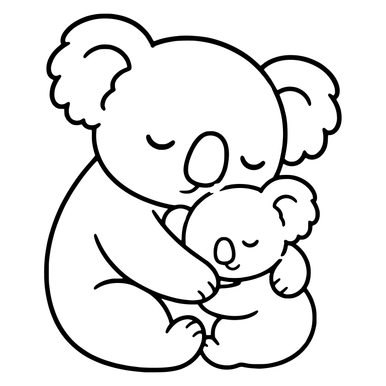 Sleeping Koala Mom and Baby Hugging Tightly — free animal SVG cut file