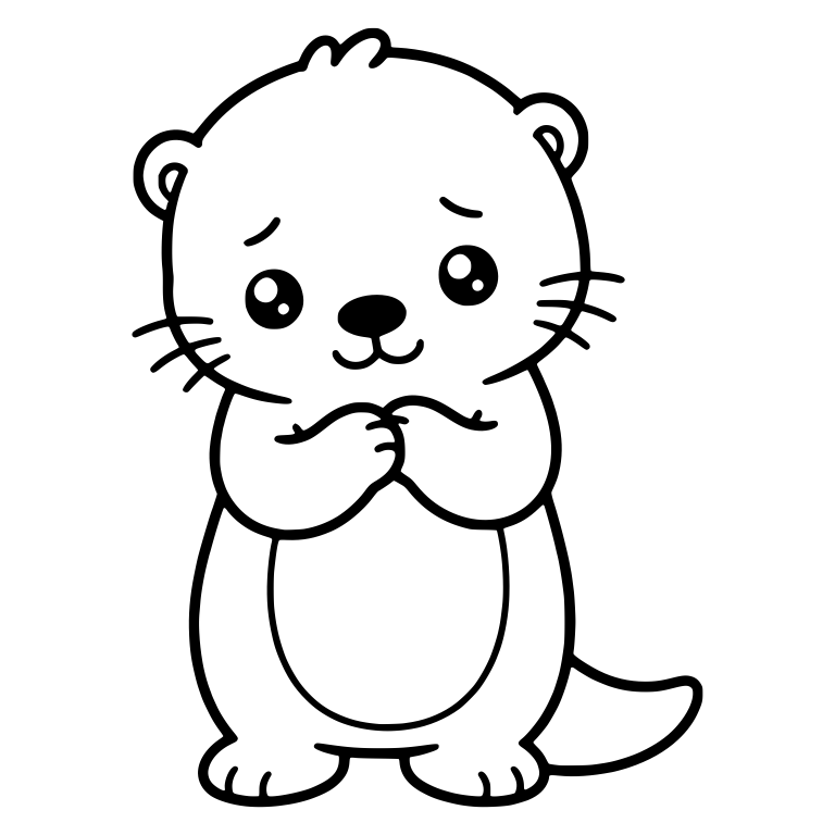 Shy Kawaii Otter Standing with Paws Clasped — free animal SVG cut file