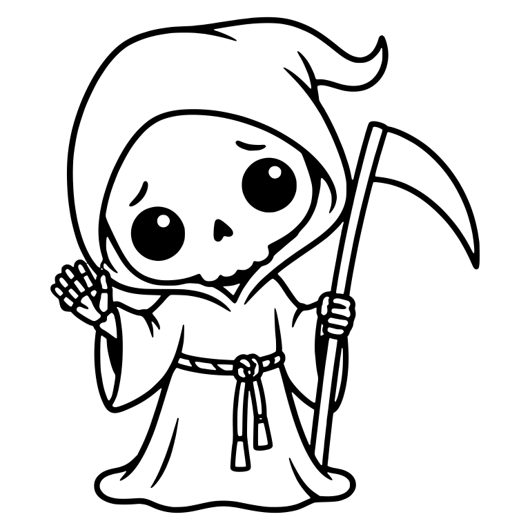 Waving Grim Reaper with Rope Belt and Scythe — free characters SVG cut file