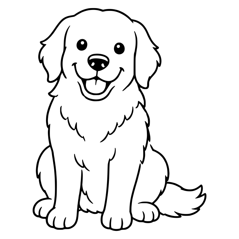 Smiling Golden Retriever Sitting Upright With Open Mouth — free animal SVG cut file