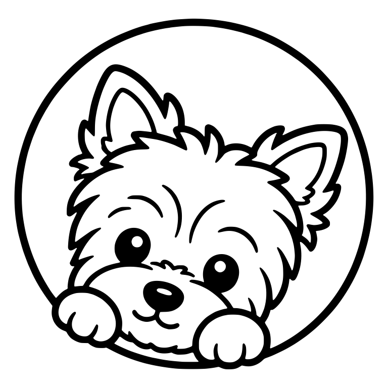Yorkie Puppy Peeking Out of a Circle Frame — free animal SVG cut file