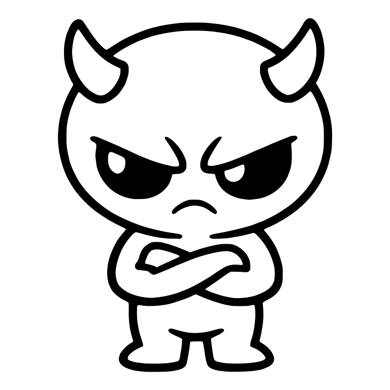 Grumpy Little Horned Imp With Crossed Arms — free fantasy-creature SVG cut file