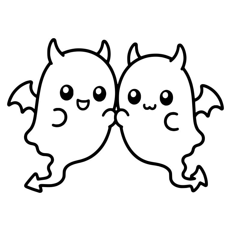 Twin Devil Ghosts With Horns and Bat Wings — free fantasy-creature SVG cut file
