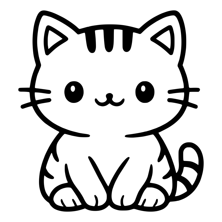 Sitting Tabby Cat With Striped Tail On Right — free animal SVG cut file