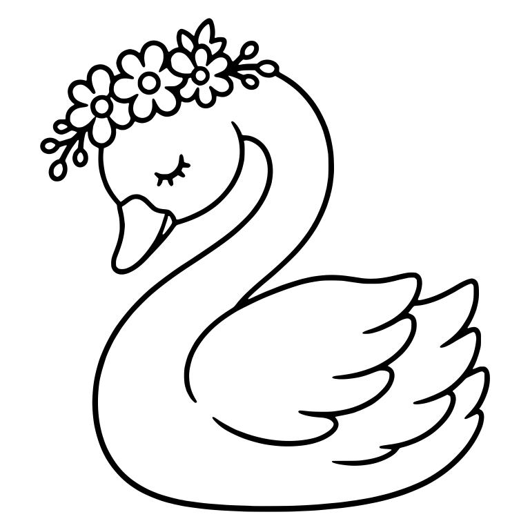 Sleepy Swan with Flower Crown and Bowed Head — free animal SVG cut file
