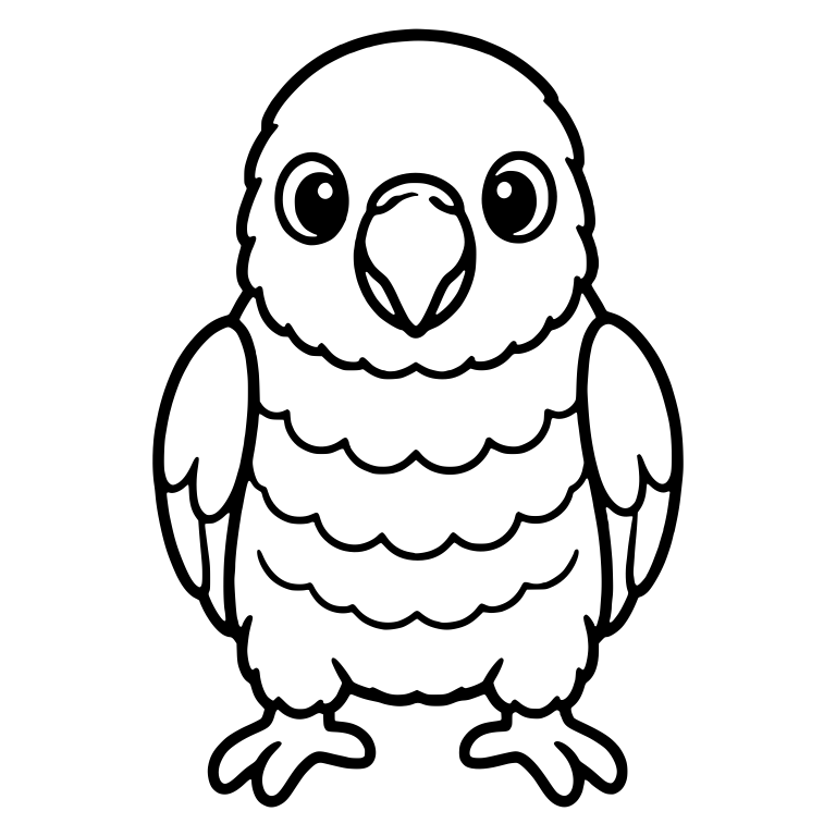 Kawaii Lorikeet Standing Front View with Scalloped Chest — free animal SVG cut file