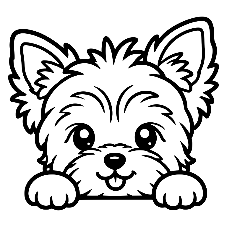 Peeking Yorkie Puppy With Paws Up and Tongue Out — free animal SVG cut file
